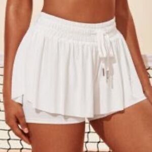 SHEIN White Layered Lined Flowy Athletic Short